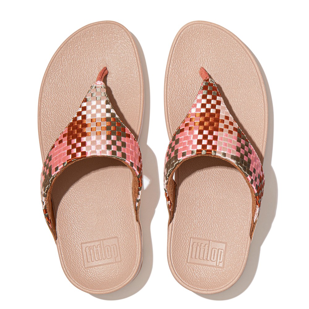 Fitflop Womens Sandals Coral Pink - Lulu Silky-weave Toe-post - RX5907368